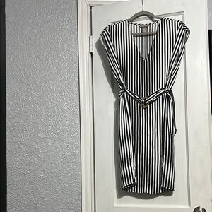 Blue and White Striped Dress